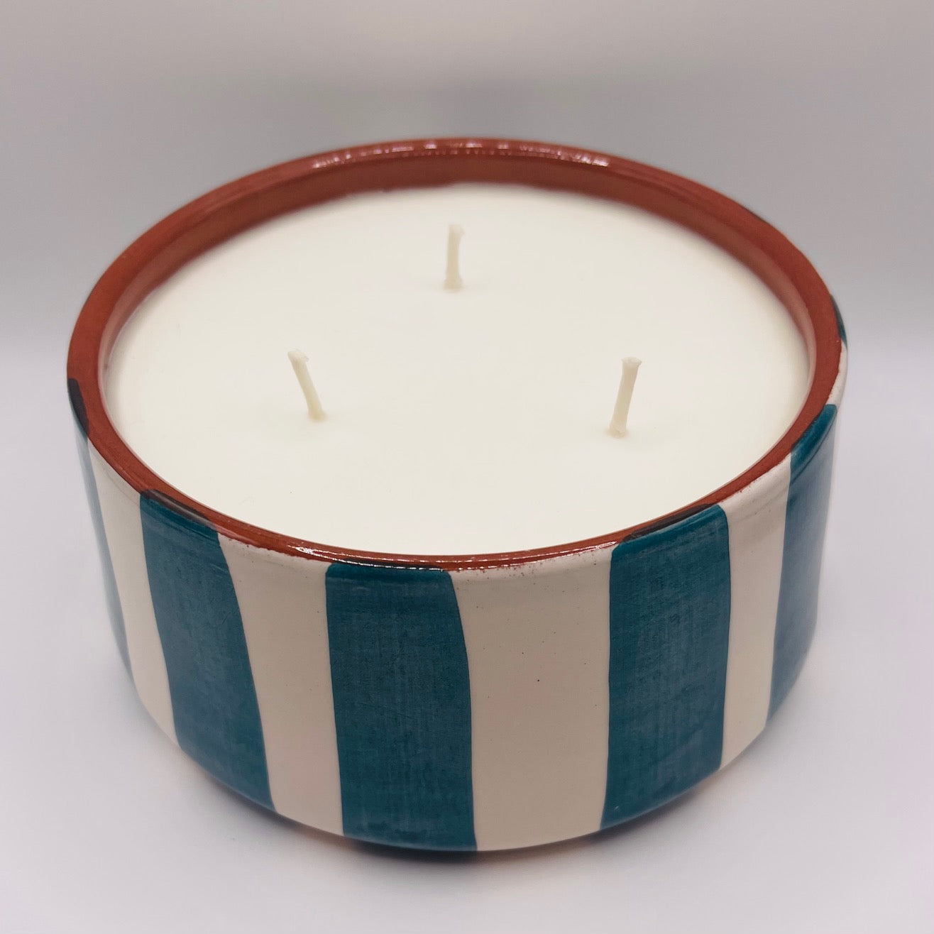 Grande bougie 3 mèches Turquoise, Collab Casa Cubista