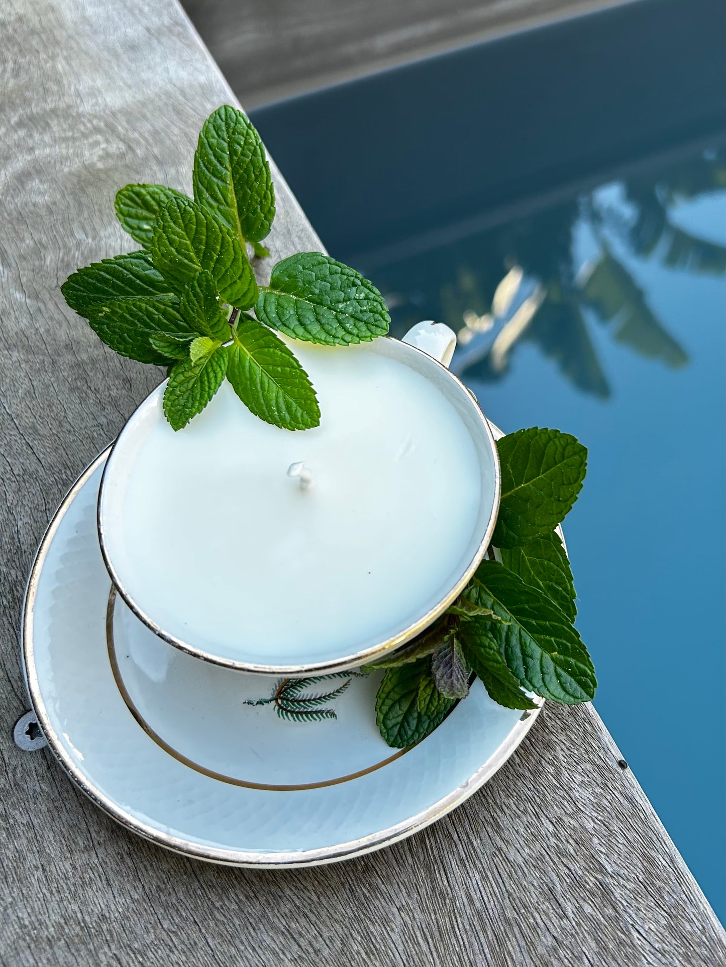 Bougie Tasse porcelaine blanche et dorée