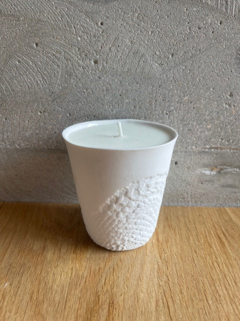 Bougie Mug porcelaine blanche, Collab Atelier Terre Blanche