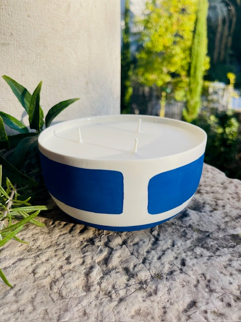 Grande Bougie en porcelaine 3 mèches Bleu Klein, MSG