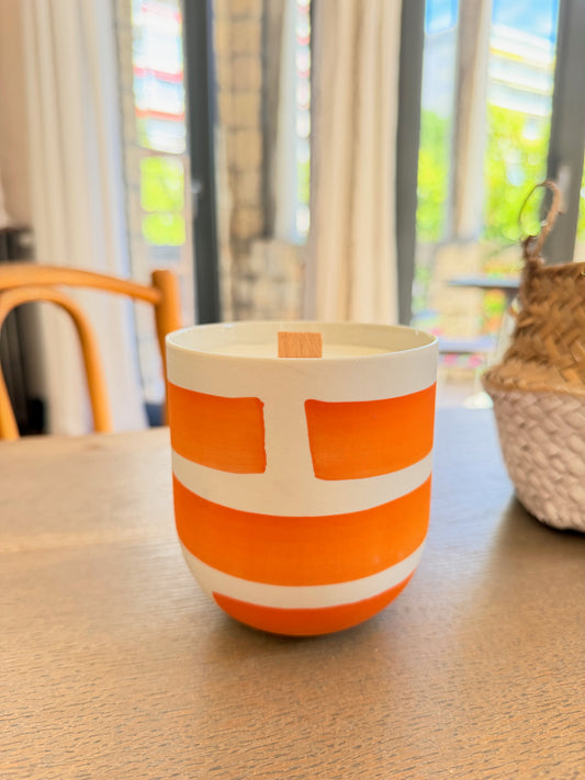 Bougie Grand Mug porecelaine bicolore Orange, Collab MSG