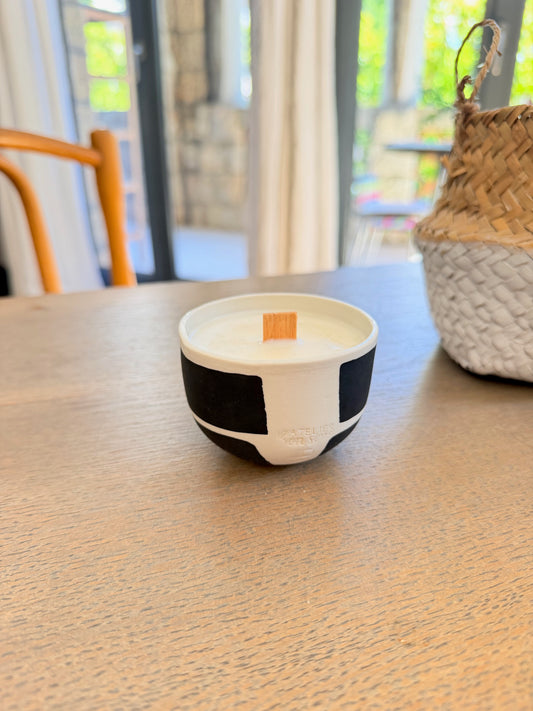 Bougie porcelaine bicolore noire, Petit modele, Collab MSG