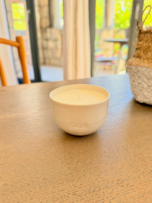 Bougie porcelaine Blanc mat et brillant, Petit modele, Collab MSG