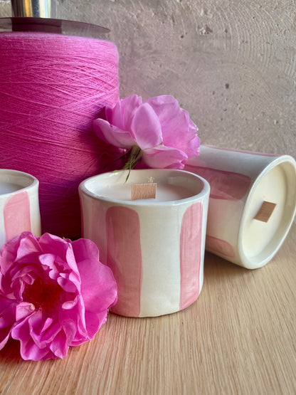 Bougie décor rose, Collab Maison Callaloo