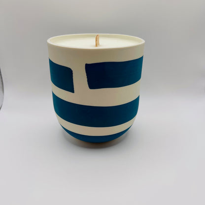 Bougie Grand Mug porcelaine bicolore turquoise, Collab MSG