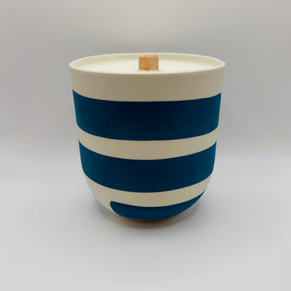 Bougie Grand Mug porcelaine bicolore turquoise, Collab MSG