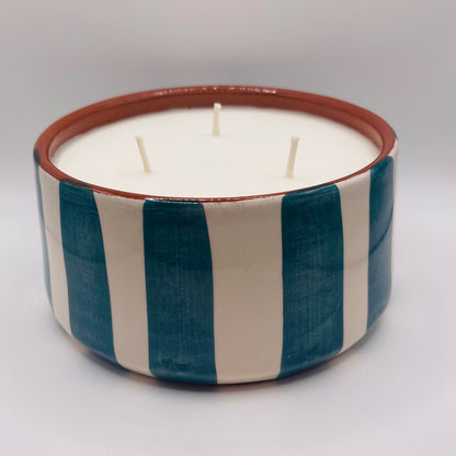 Grande bougie 3 mèches Turquoise, Collab Casa Cubista