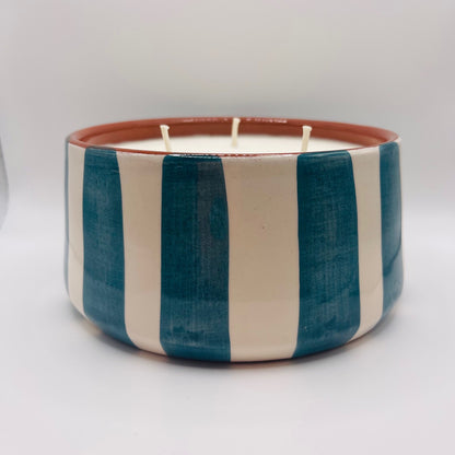 Grande bougie 3 mèches Turquoise, Collab Casa Cubista