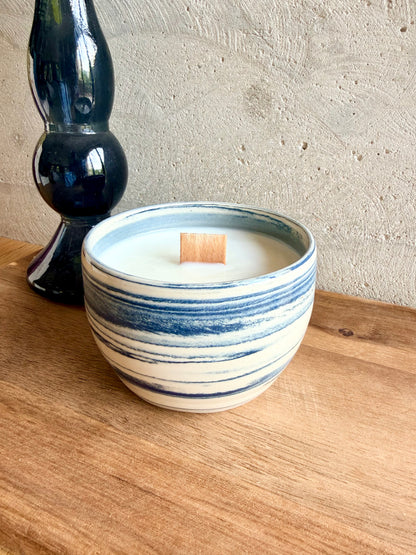 Bougie Large Mug Bleu Rayé