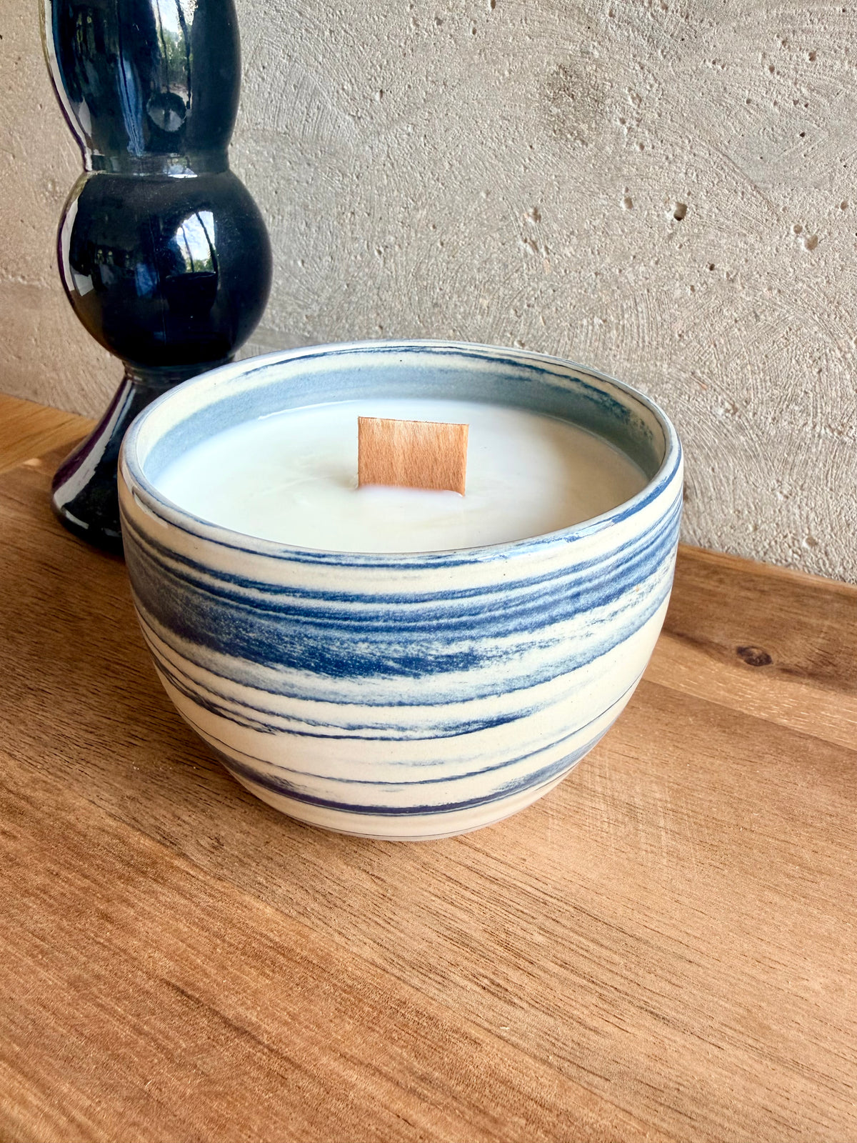 Bougie Large Mug Bleu Rayé