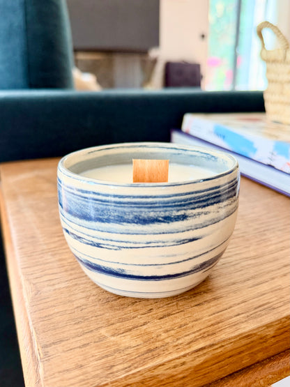 Bougie Large Mug Bleu Rayé